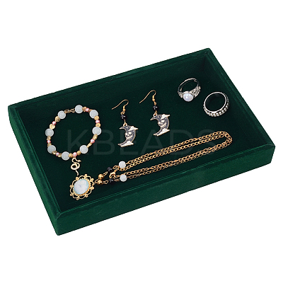 Rectangle Wood Covered with Velvet Jewelry Display Trays AJEW-WH0332-26-1