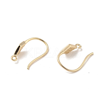 Rhombus Rack Plating Brass Micro Pave Cubic Zirconia Earring Hooks KK-D083-11G-1