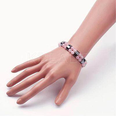 Natural Rose Quartz Stretch Bracelets BJEW-JB02837-01-1
