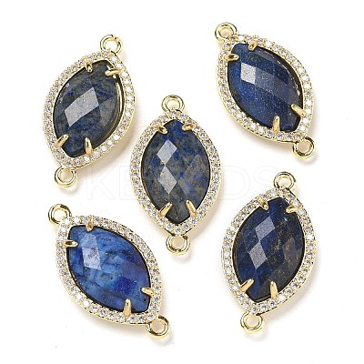 Dyed Natural Lapis Lazuli Faceted Horse Eye Connector Charms G-G181-07G-04-1