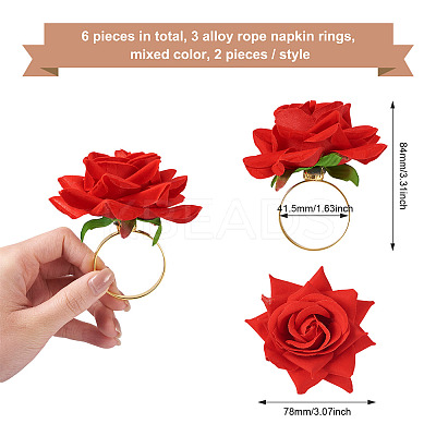 6Pcs 3 Style Alloy Rope Napkin Rings AJEW-EL0001-01-1