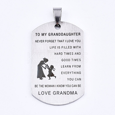 Non-Tarnish 201 Stainless Steel Quote Pendants STAS-T044-231P-1