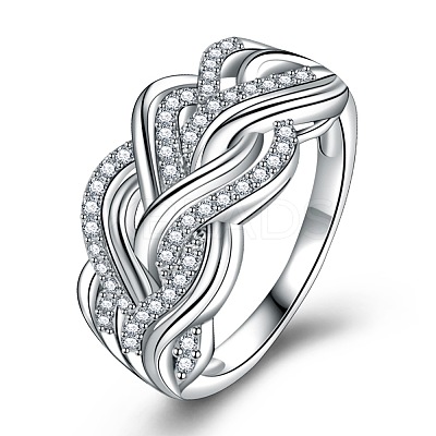 Brass Micro Pave Cubic Zirconia Finger Rings FS-WG45EDE-02-1