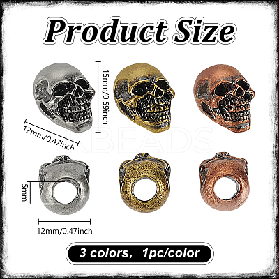 3Pcs 3 Colors Brass Beads KK-FG0001-21-1