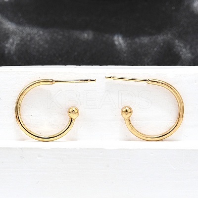 304 Stainless Steel C-shaped Hoop Circle Ball Stud Earrings LS-STAS-K204-04G-1