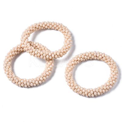 Faceted Opaque Glass Beads Stretch Bracelets BJEW-S144-002E-05-1