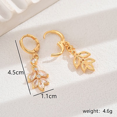 The 18K gold plating Elegant Copper Leaf Earrings with Zircon for Women MM8873-2-1