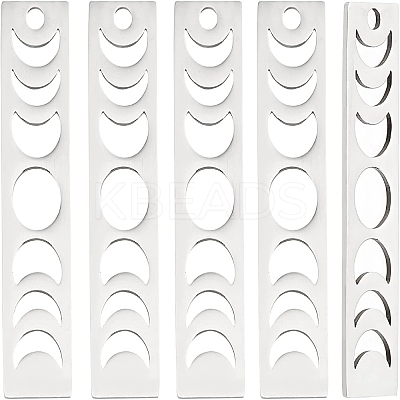 5Pcs 201 Stainless Steel Pendants STAS-DC0009-52-1