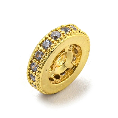 Brass Micro Pave Clear Cubic Zirconia Beads KK-G493-30C-G-1