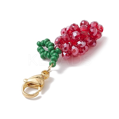 Glass Seed Beaded Grape Pendant Decoration HJEW-MZ00158-02-1