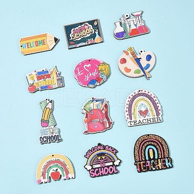 24Pcs 12 Styles Wood Pendants WOOD-FS0001-40-1