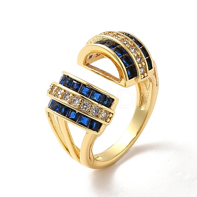 Cubic Zirconia Arch Open Cuff Ring RJEW-C041-02G-02-1