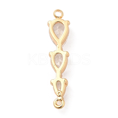 Brass Pave Clear Glass Connector Charms KK-F860-01G-1