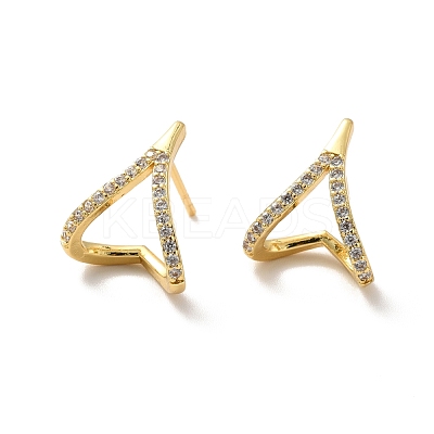 Clear Cubic Zirconia Twist Heart Stud Earrings EJEW-K093-17G-1