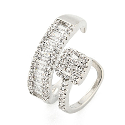 Brass Micro Pave Cubic Zirconia Cuff Rings RJEW-I103-094P-1