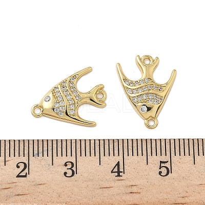 Brass Micro Pave Clear Cubic Zirconia Sea Animal Connector Charms KK-P325-01G-1