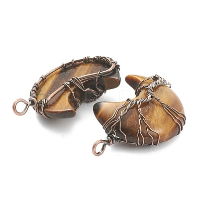 Natural Tiger Eye Tree of Life Wire Wrapped Pendants G-L520-E07-R-NF-1
