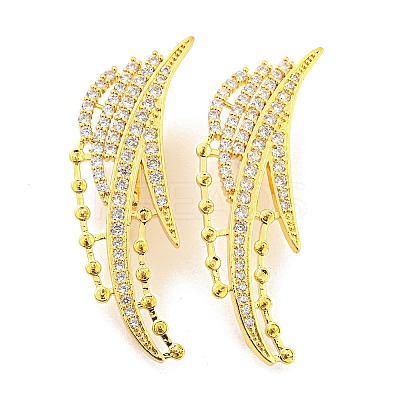 Rack Plating Brass Pave Clear Cubic Zirconia Twister Clasps KK-P243-03G-1