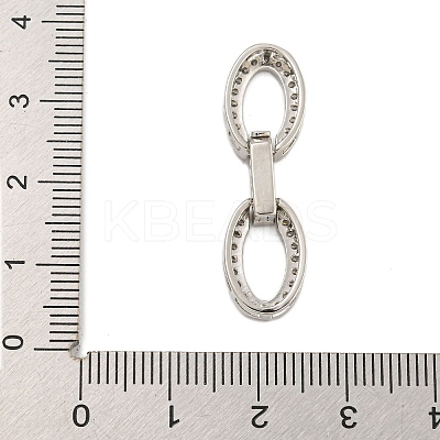 Rack Plating Oval Brass Micro Pave Clear Cubic Zirconia Fold Over Clasps KK-F876-04P-1