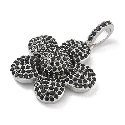 Rack Plating Brass Micro Pave Clear Cubic Zirconia Pendants KK-G515-63P-02-1