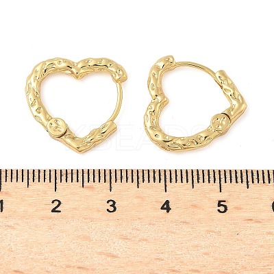 304 Stainless Steel Hammered Heart Hoop Earrrings X-EJEW-U065-02A-G-1