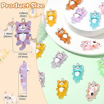 70Pcs 7 Colors Luminous Transparent Resin Pendants FIND-CJ0004-53-1