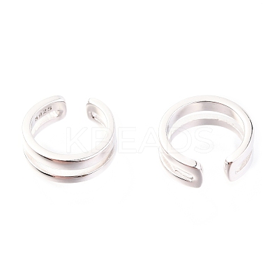 Anti-Tarnish Rhodium Plated 925 Sterling Silver Cuff Earrings EJEW-H124-07P-1