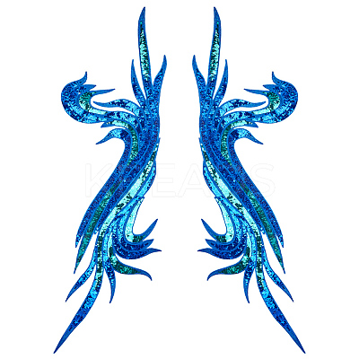 2Pcs 2 Style Polyester Embroidery Sew on Appliques PATC-MA0001-32C-1