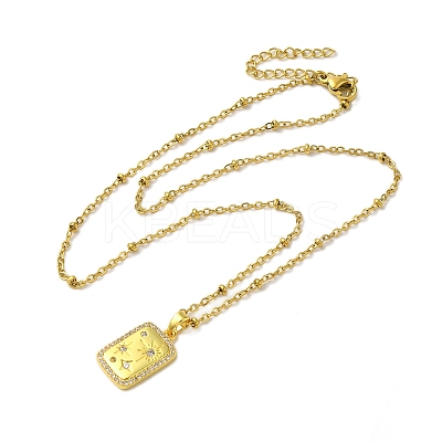 304 Stainless Steel Cubic Zirconia Pendant Necklaces LS-NJEW-Q347-01C-1