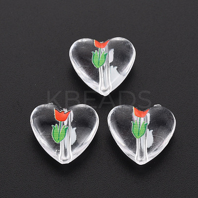 Transparent Printed Acrylic Beads TACR-N006-54-1