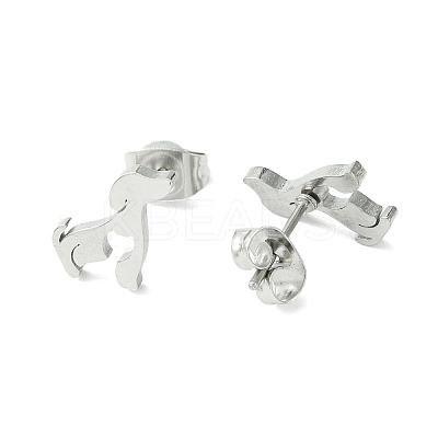 Non-Tarnish Cute Little Animal Theme 304 Stainless Steel Stud Earrings LS-EJEW-B041-02A-P-1