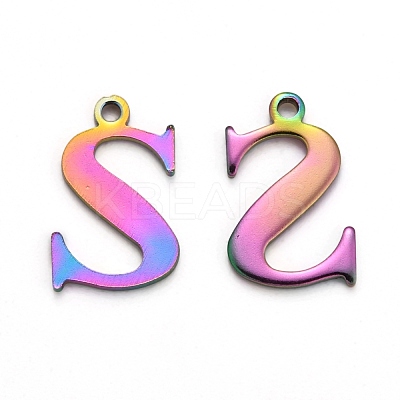 Ion Plating(IP) 304 Stainless Steel Alphabet Charms STAS-H122-S-M-1
