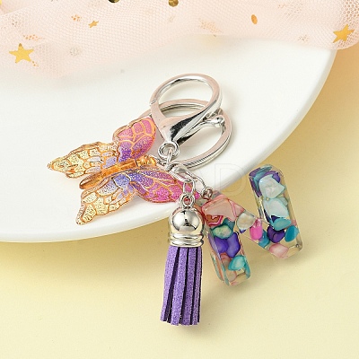 Resin Letter & Acrylic Butterfly Charms Keychain KEYC-YW00001-14-1
