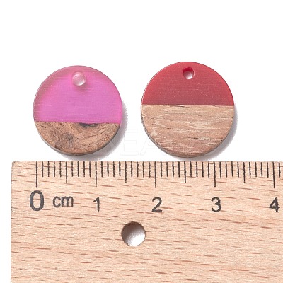 8 Colors Resin & Walnut Wood Pendants RESI-X0001-30A-1