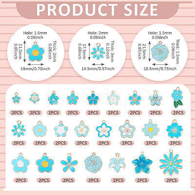 48Pcs 24 Styles Alloy Enamel Pendants ENAM-TA0004-14-1