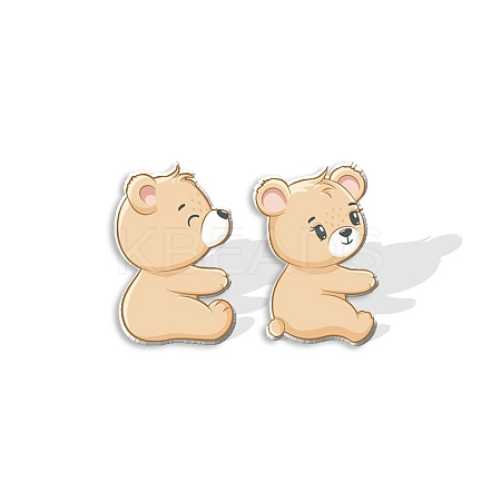 Plastic Bear Stud Earrings for Women PW-WGDF94F-09-1