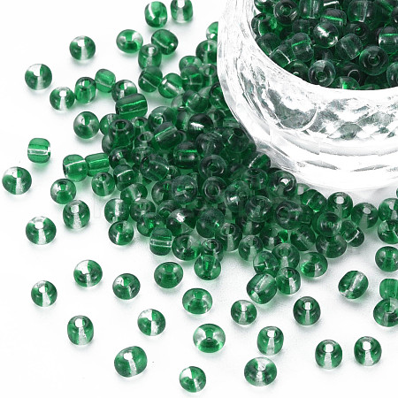 6/0 Transparent Two Tone Glass Seed Beads SEED-T006-01C-C09-1