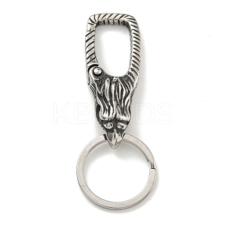Tibetan Style 316 Surgical Stainless Steel Fittings with 304 Stainless Steel Key Ring FIND-Q101-06AS-02-1