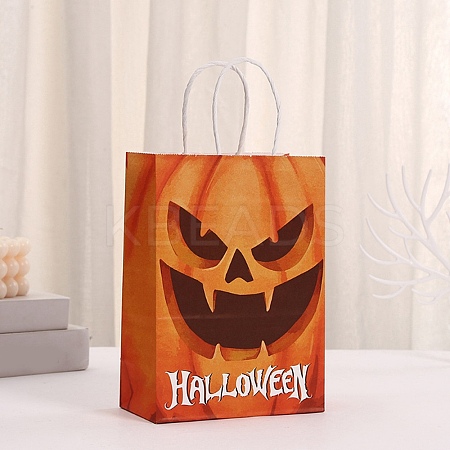 Halloween Paper Pumpkin Printed Tote Bags ABAG-P015-05C-1