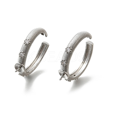 Brass Pave Clear Cubic Zirconia Open Cuff Ring Settings KK-K398-11P-1