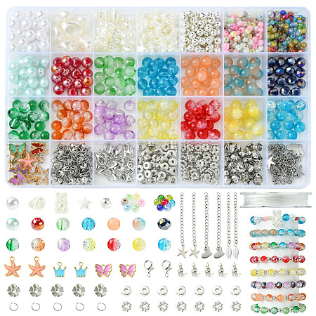 DIY Alloy Enamel & Glass & CCB Plastic Bracelets Jewelry Making Kits DIY-FS0007-50-1