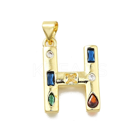 Brass Micro Pave Clear Cubic Zirconia Pendants KK-G521-01G-H-01-1