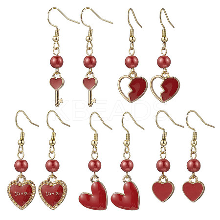 Alloy Enamel Heart Dangle Earrings EJEW-JE06272-02-1