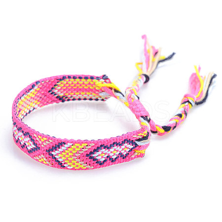 Polyester-cotton Braided Rhombus Pattern Cord Bracelet LS-FIND-PW0013-001A-04-1