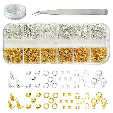 Brass and Iron Beeds with Strong Stretchy Beading Elastic Thread and Iron Beading Tweezers DIY-FS0005-74-1