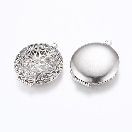 316 Stainless Steel Diffuser Locket Pendants STAS-G146-15P-01-1