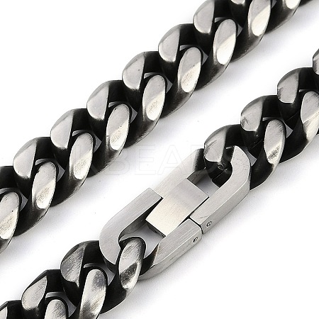 Matte Style 304 Stainless Steel Cuban Link Chain Necklaces for Men NJEW-B116-02P-1