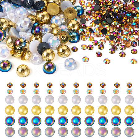 60G 6 Styles Electroplated Opaque Flat Back Resin Cabochons RESI-TA0003-38-1