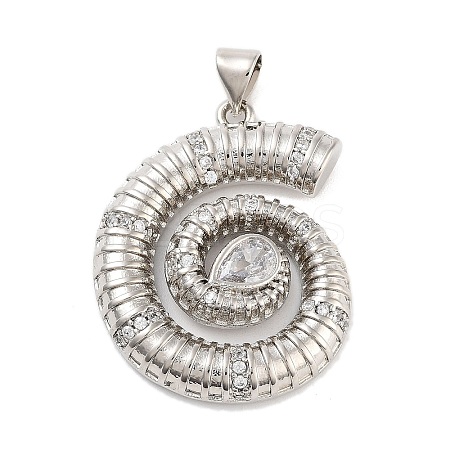 Rack Plating Brass Clear Cubic Zirconia Pendants KK-M293-21P-1