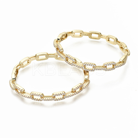 Brass Micro Pave Clear Cubic Zirconia Bangles BJEW-S142-015-NF-1